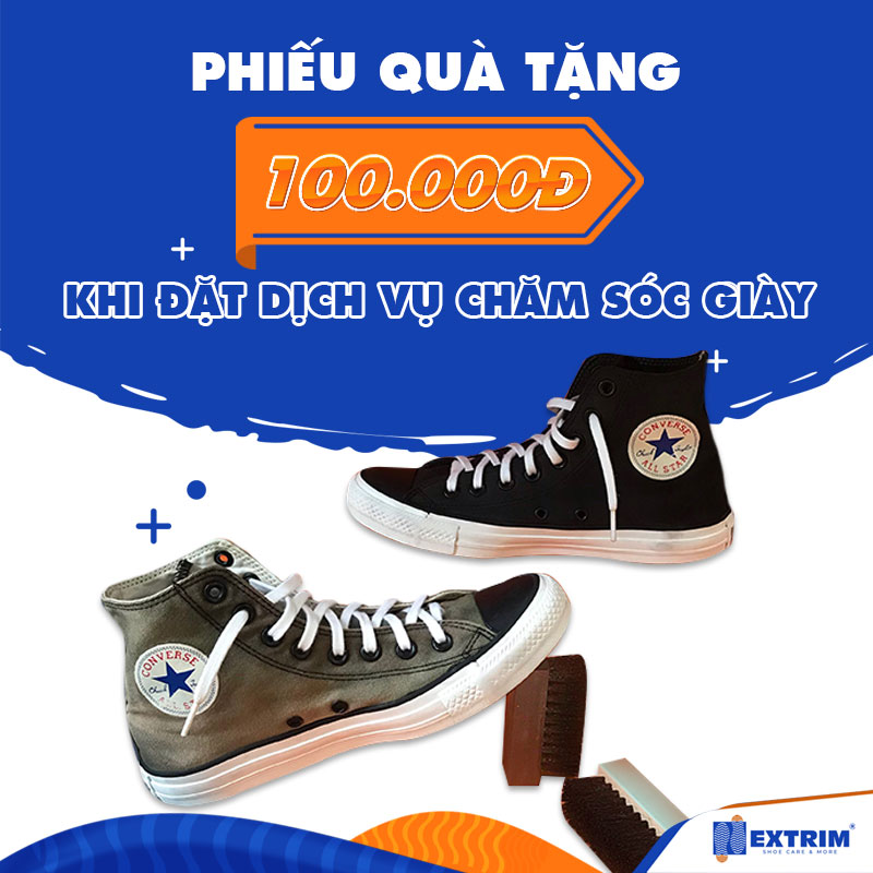 HCM [Evoucher] - Phiếu quà tặng 100K áp dụng khi đặt dịch vụ Chăm sóc giày từ 800K tại EXTRIM SHOE CARE & MORE