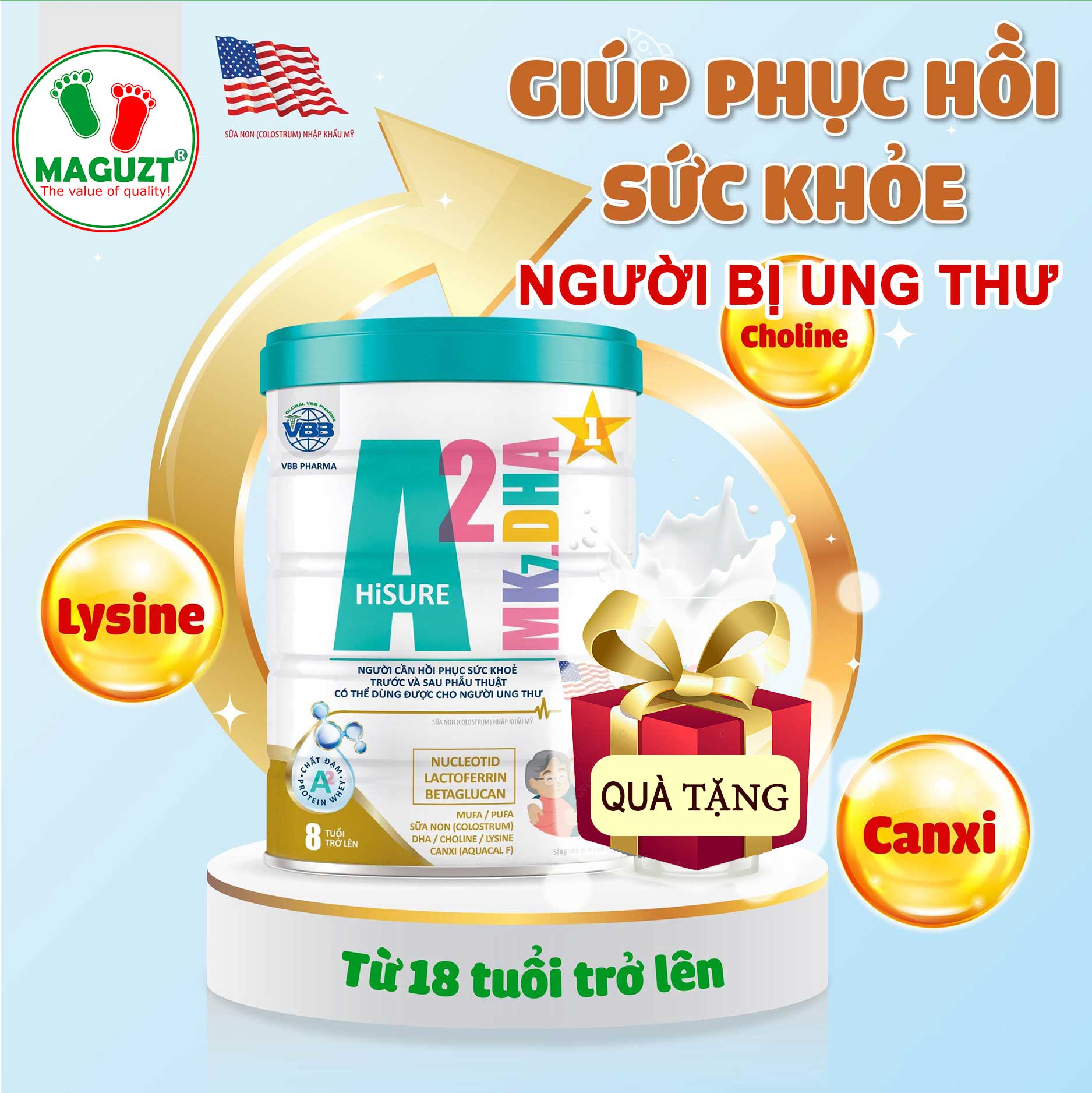 Sữa Bột cho người Ung thư A2 HiSure 900g