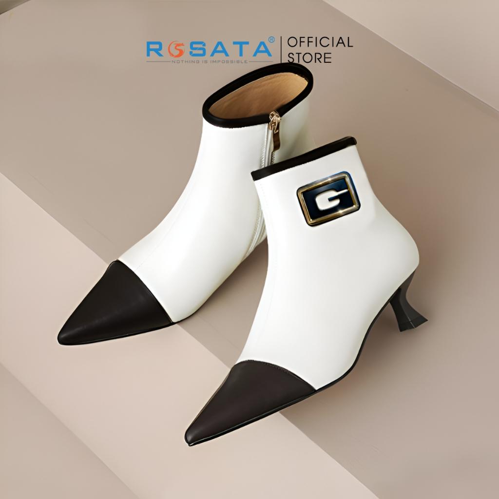Giày boot nữ cổ cao cao gót 5 phân phối kiểu chữ G nổi bật ROSATA RO618 ( BẢO HÀNH 12 THÁNG ) - NUDE
