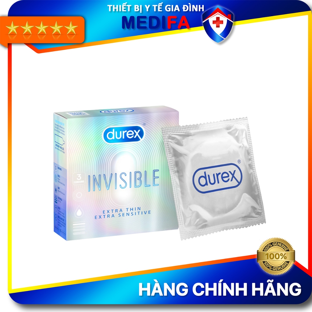 Bao cao su Durex Invisible Extra Thin Extra Sensitive 1 Hộp 3 Bao