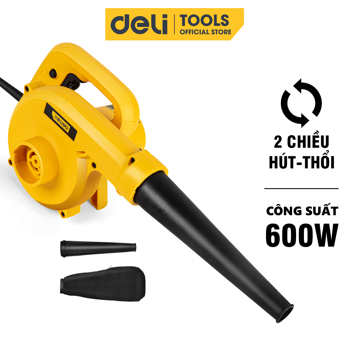 Máy Thổi Bụi Hút Bụi Cầm Tay 2 Chiều Deli Đa Năng - Tùy Chỉnh Tốc Độ 12000 Vòngphút Công Suất 600W - Hàng Chính Hãng Dl661600 - 600W