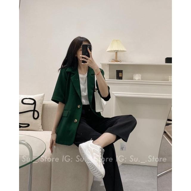 Áo blazer nữ cộc tay, áo vest nữ chất mát dáng rộng 4 màu xinh xắn