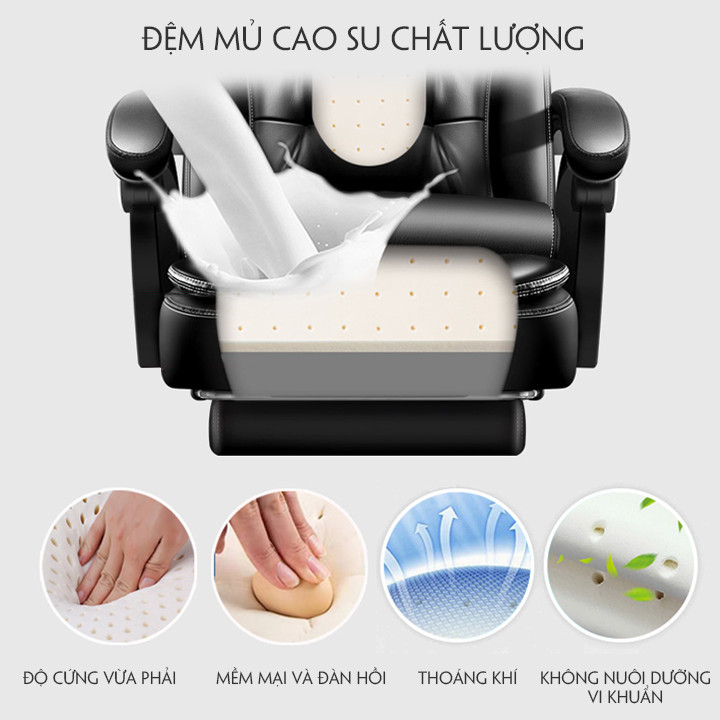 Ghế Giám Đốc Có Massage Cao Cấp bọc da Pu, Ghế Văn Phòng Chân Xoay có gác chân ngả lưng,ghế làm việc kèm masage lưng