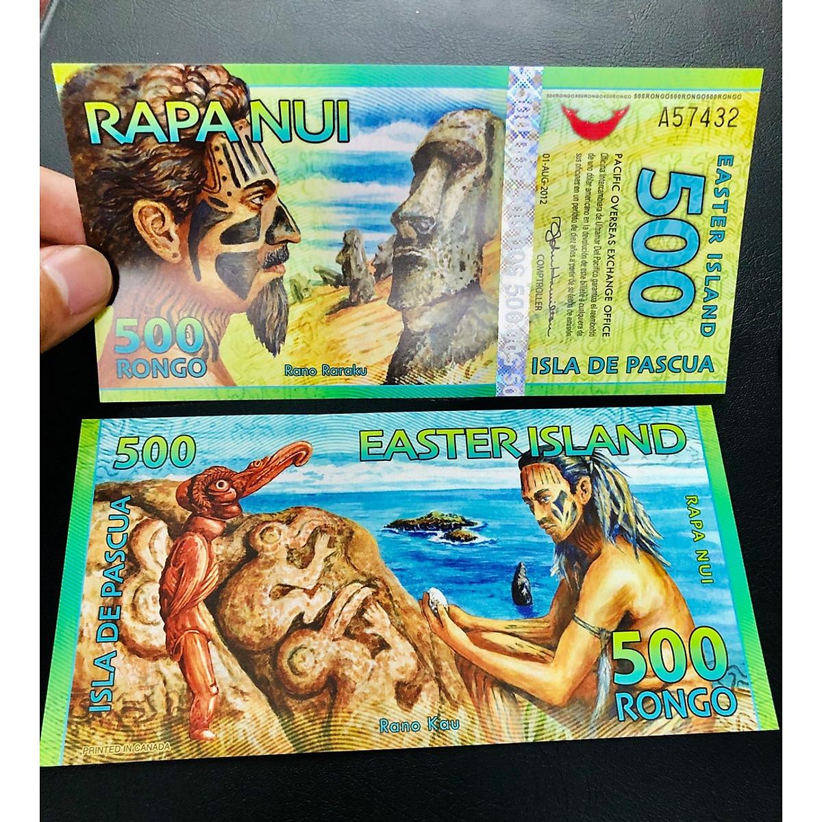 Tờ tiền đảo Phục Sinh Easter Island 500 Papanui lưu niệm bằng polyme, sặc sỡ đẹp mắt