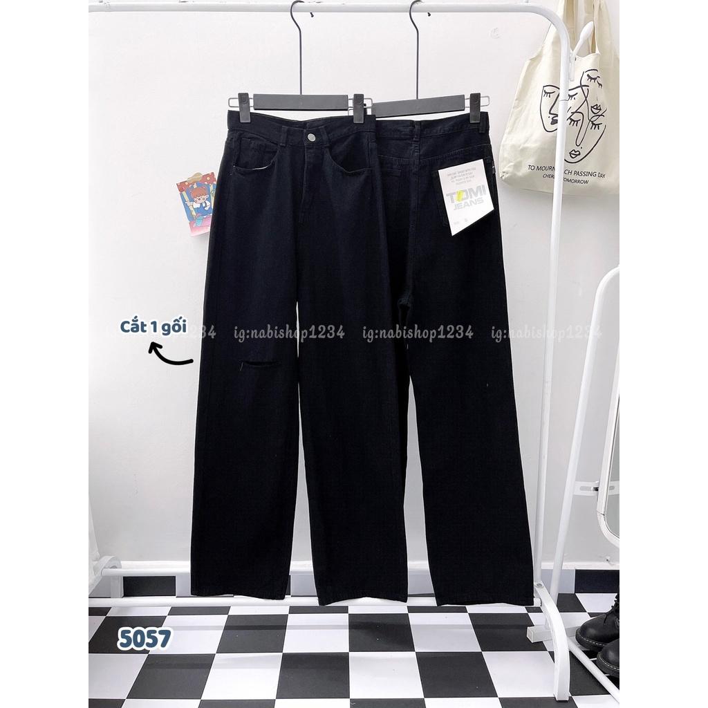 Quần Ống Rộng Suông Nữ Lưng Cao Vải Jeans Loang Màu Mã 5057 + 5030 (ẢNH THẬT) - Nabishop1234