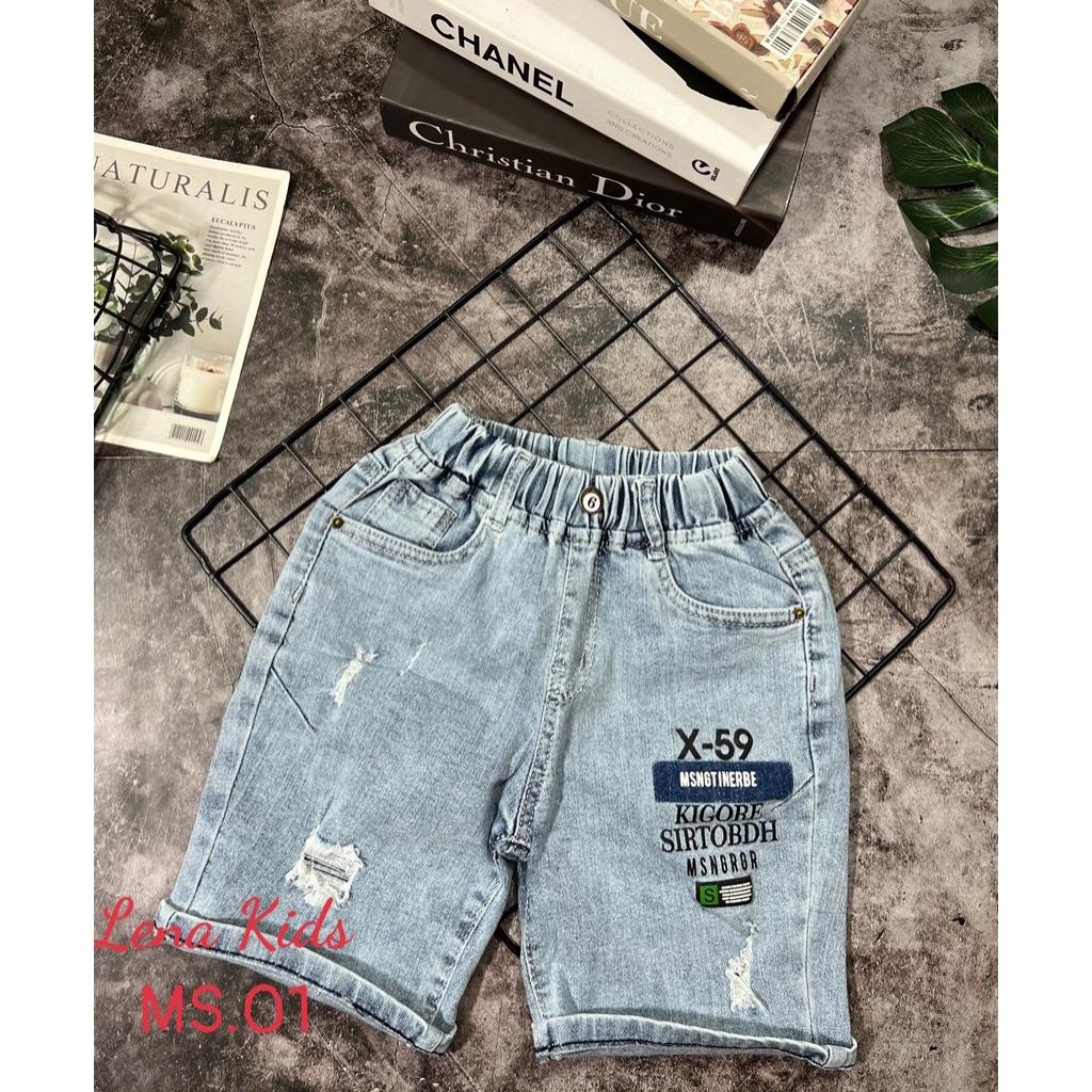 Quần đùi cho bé trai phối đồ phong cách mặc tết size 12-60kg chất jeans co giãn mềm mịn mát