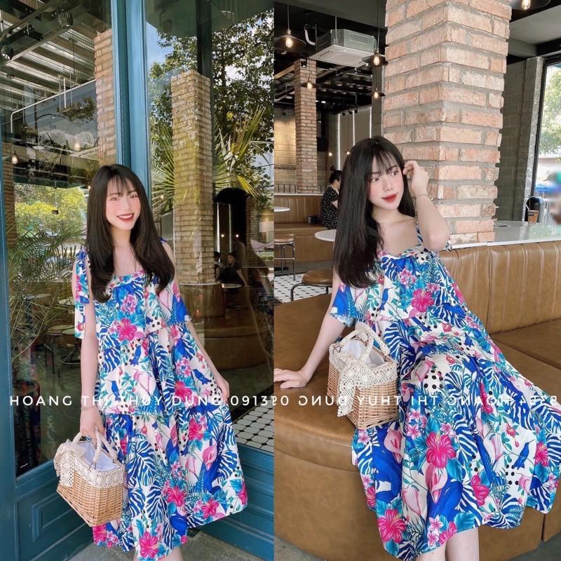 Váy Maxi Tầng 2 Dây Hoạ Tiết Có Ảnh Thật Kèm Video