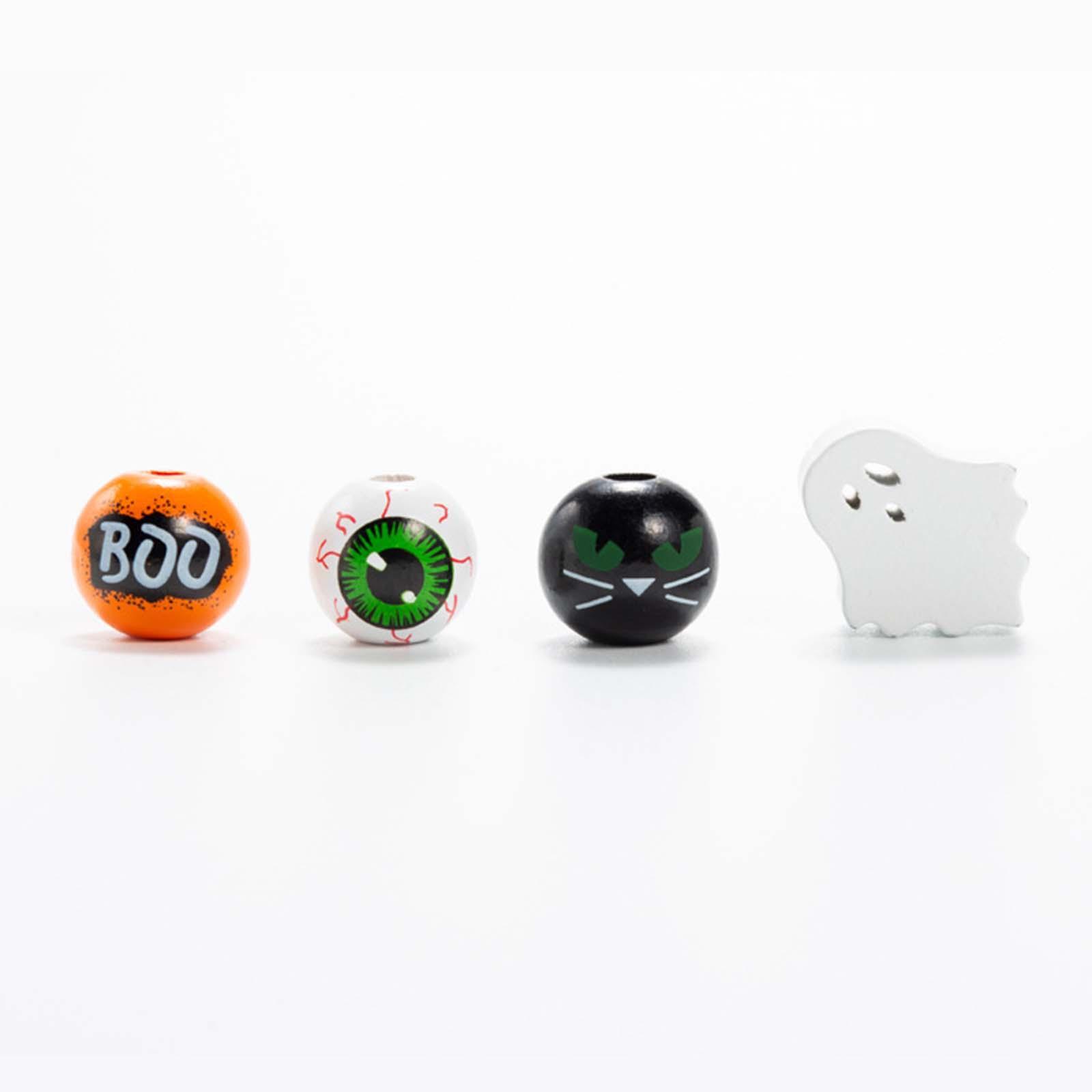 40x Halloween Wooden Beads Handmade Wood Beads for Party Jewelry Making Home