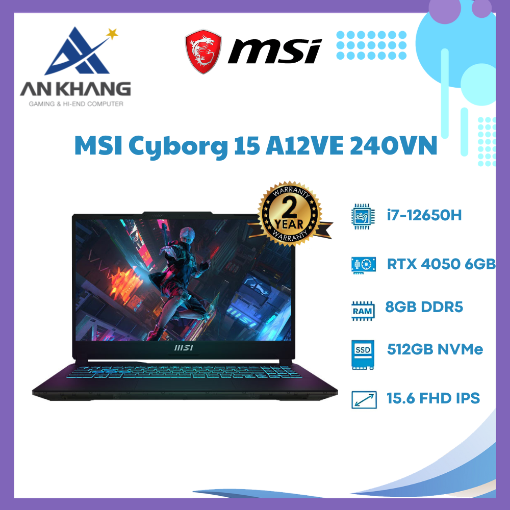 Laptop MSI Cyborg 15 A12VE 240VN - Hàng Chính Hãng - Bảo Hành 24 Tháng