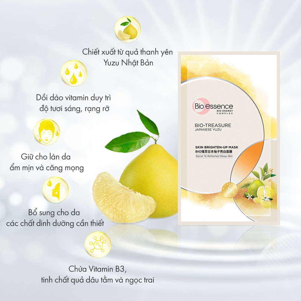 Mặt nạ dưỡng trắng da chiết xuất quả thanh yên Yuzu Nhật Bản Bio-essence 20ml