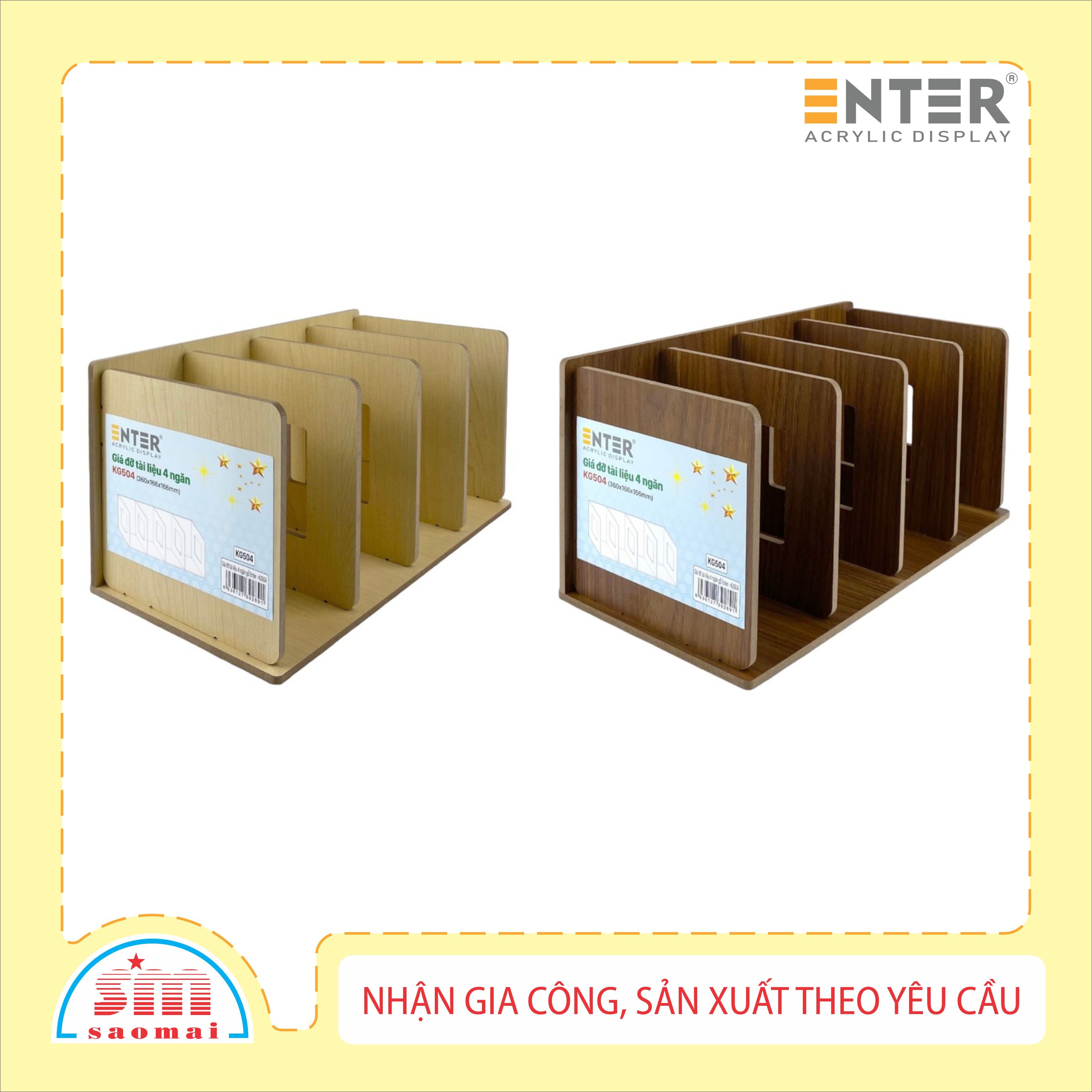 Giá đỡ tài liệu 4 ngăn gỗ Enter KG504 360x166x166mm