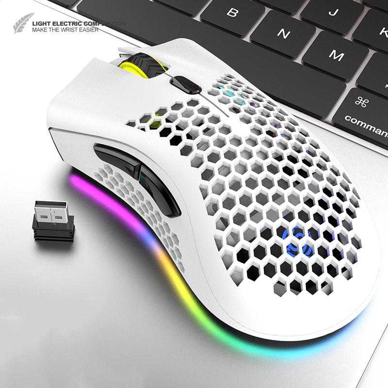 Chuột Không Dây USB Máy Tính Im Lặng Công Thái Chuột 1600 DPI Tổ Ong RGB Quang Mause Game Thủ Noiseless Chuột