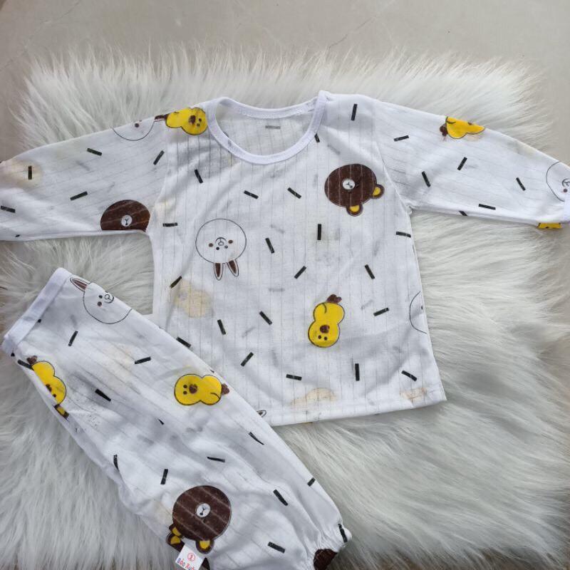 Bộ cotton giấy dài tay khuy vai từ 3-15kg cho bé .Hàng loại 1