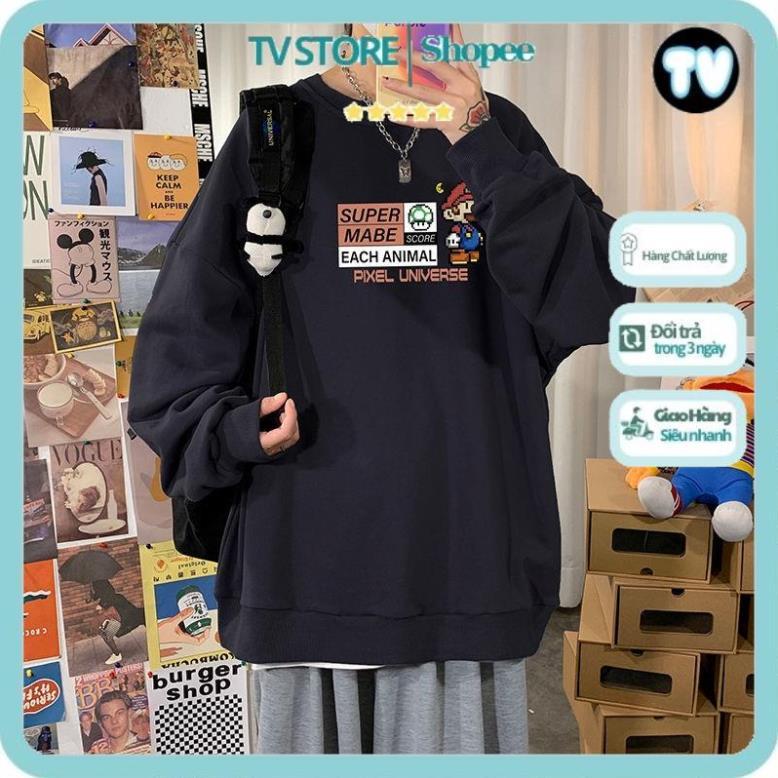 Áo Nỉ Nam TVSTORE Áo Sweater cổ tròn dáng rộng phong cách thời trang hàn quốc cho nam giới
