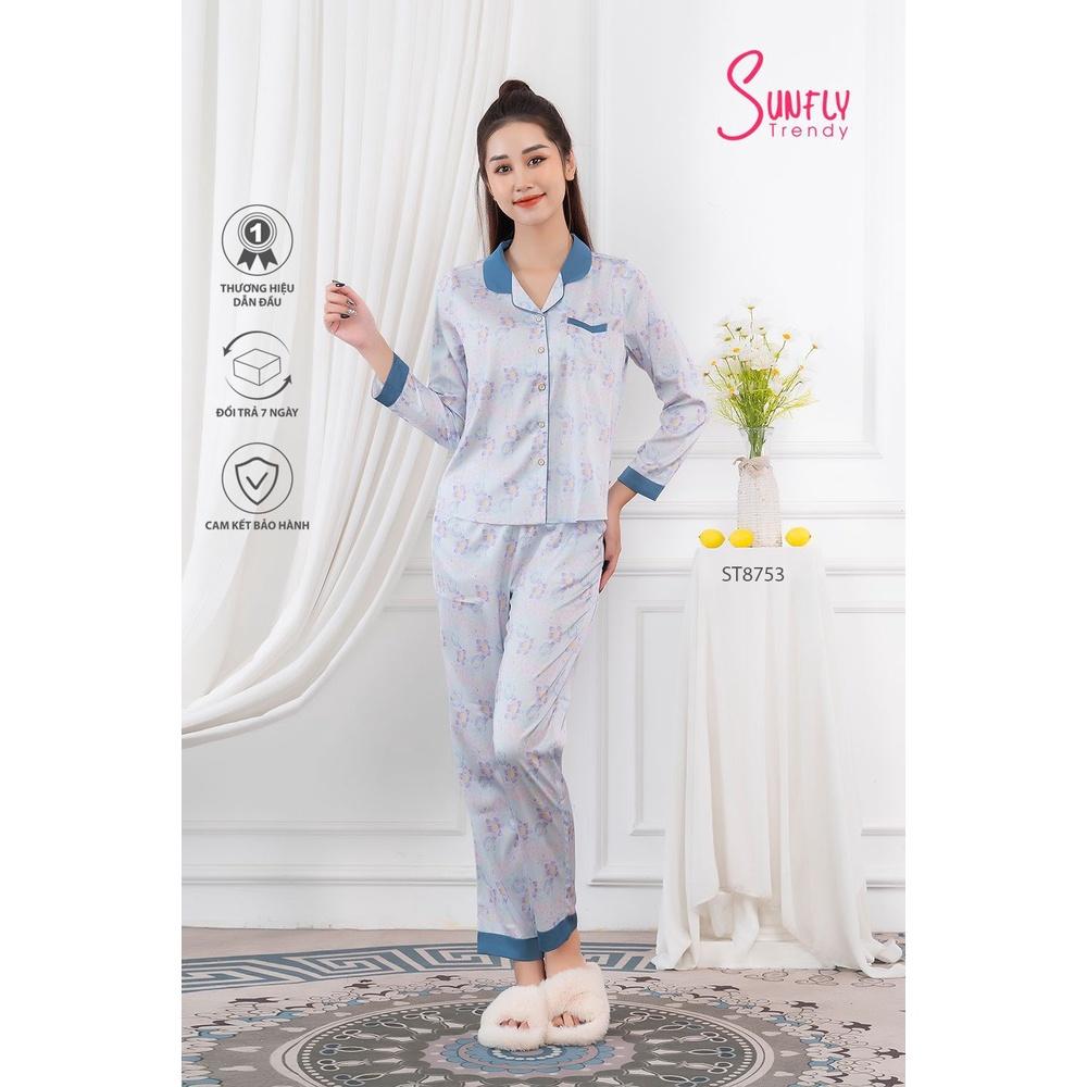 ST8753 BỘ PIJAMAS LỤA ÁO DÀI QUẦN DÀI