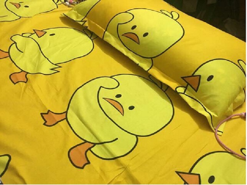 Bộ vỏ chăn ga gối poly cotton vịt vàng 2019