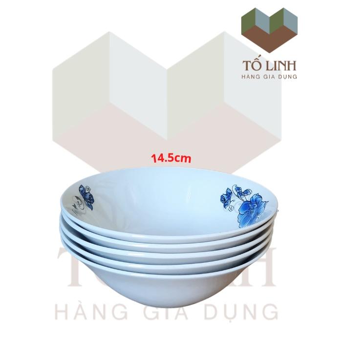 Combo bộ 5 tô loe sứ hoa 14.5cm,Bộ 5 tô loe sứ hoa 6inch