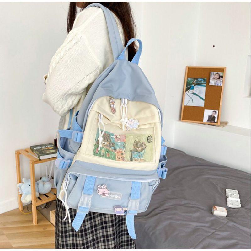 Balo ULZZANG, balo thời trang- BL213, nhiều ngăn, vải chống thấm nước,