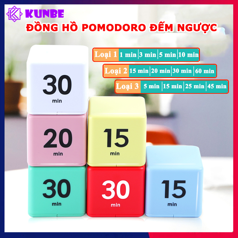 Hình ảnh Đồng Hồ Pomodoro Hình Khối Lập Phương KUNBE Đếm Ngược Hẹn Giờ Nấu Ăn, Tập Thể Dục, Quản Lý Thời Gian Hiệu Quả