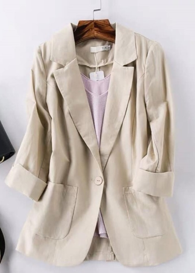Áo Blazer Nữ Linen Tay Lỡ 5 Màu – Khaki – 2XL