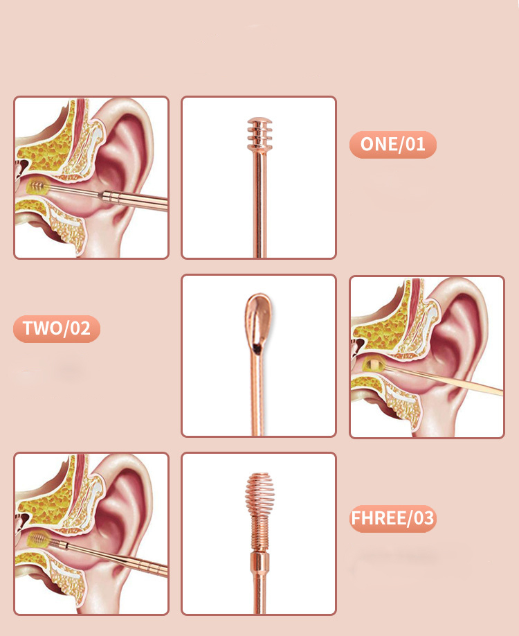 Bộ Lấy Ráy Tai Thép Không Rỉ Tặng Kèm Móc Treo Hình Trụ