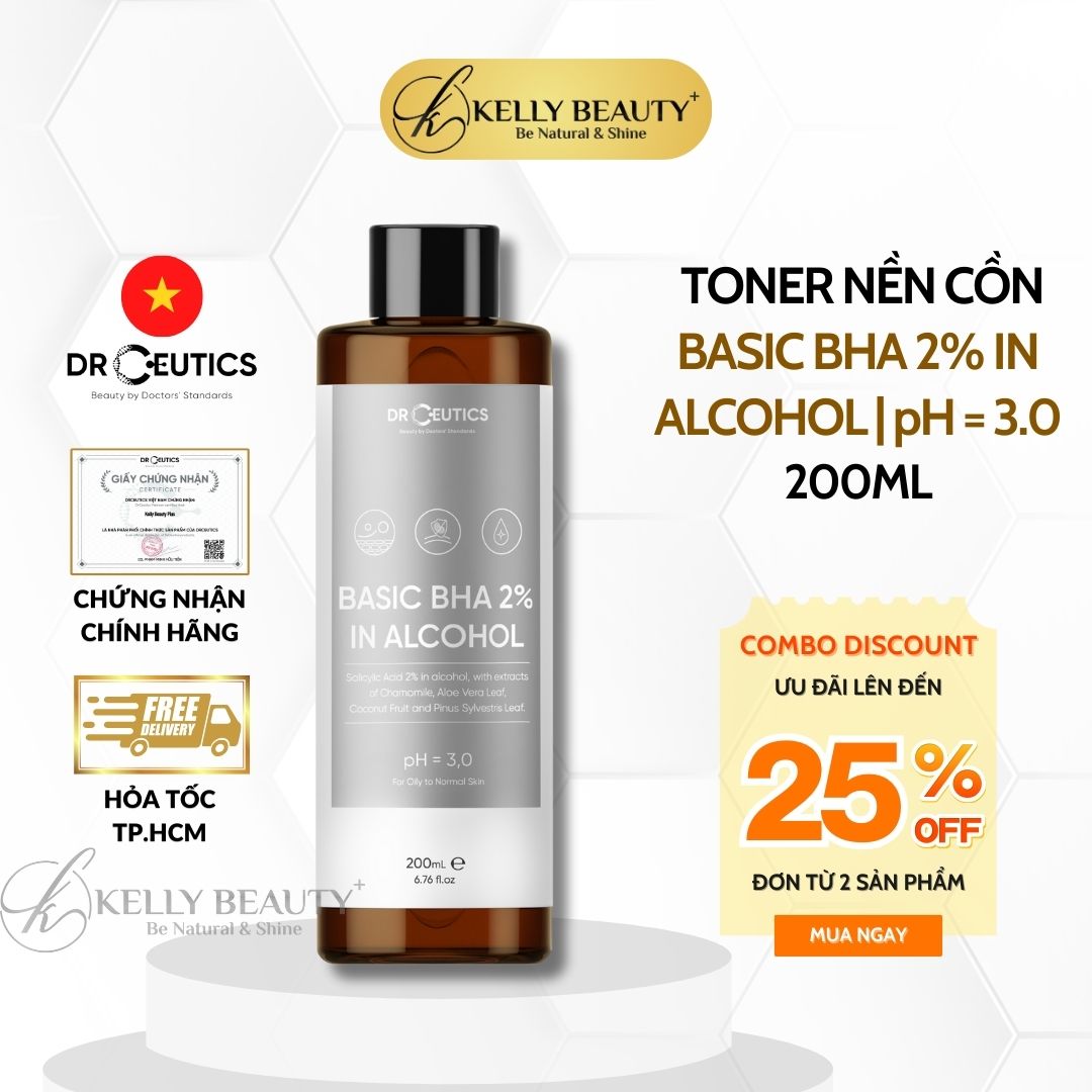 Basic Bha 2 In Alcohol Drceutics - Tẩy Tế Bào Chết, Thoáng Lỗ Chân Lông, Giảm Mụn Kelly Beauty - 200Ml