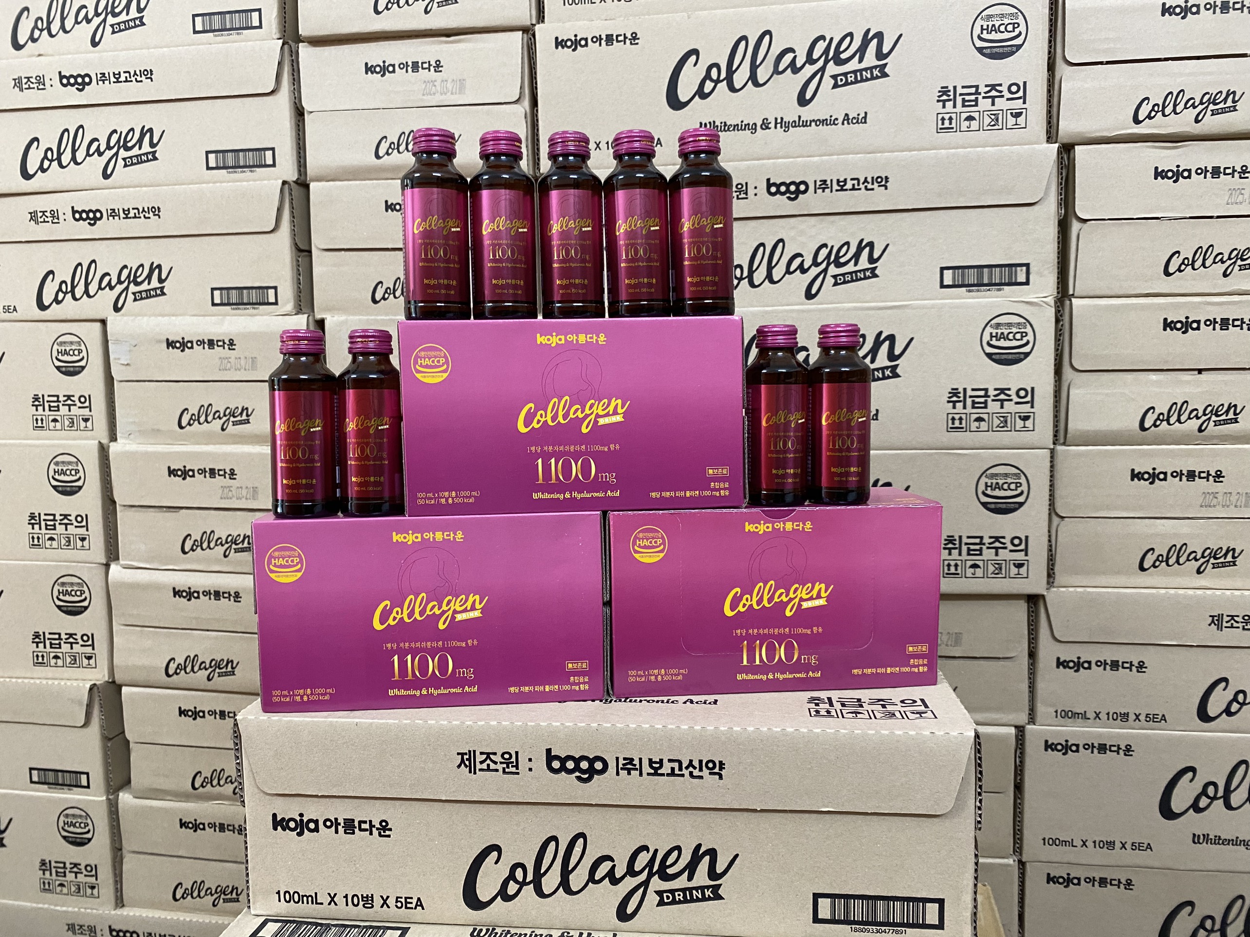 Nước uống bổ sung Collagen Koja Beauty nhập khẩu chính ngạch từ Hàn Quốc 1100mg, hộp 10 lọ x100ml lọ