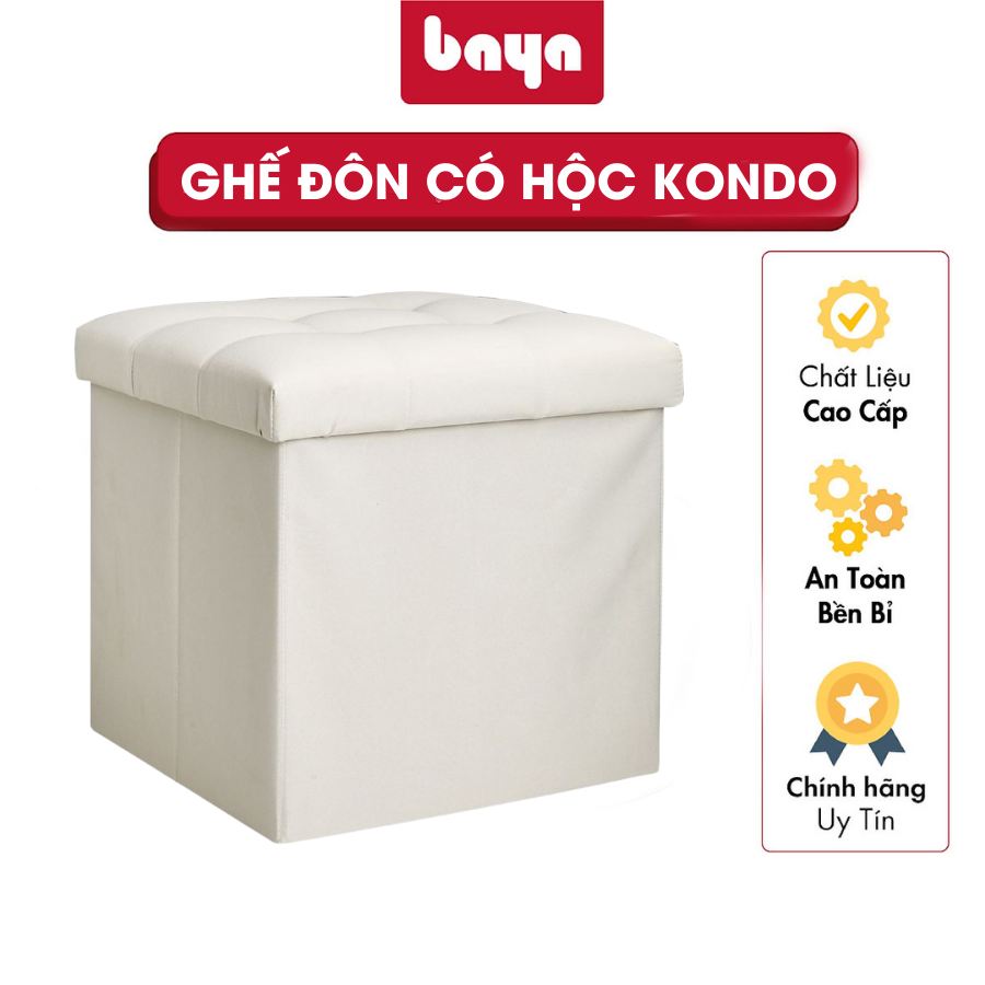 Ghế Đôn BAYA KONDO Thiết Kế Đa Năng Vừa Có Thể Ngồi Và Đựng Đồ Tiện Lợi, Tiết Kiệm Không Gian, Gập Gọn Khi Không Sử Dụng