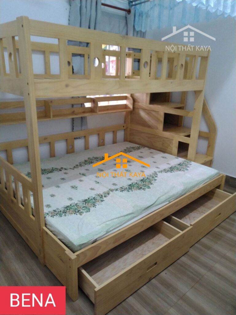 Giường 2 tầng BENA + 2 Hộc Kéo 1m2/1m6