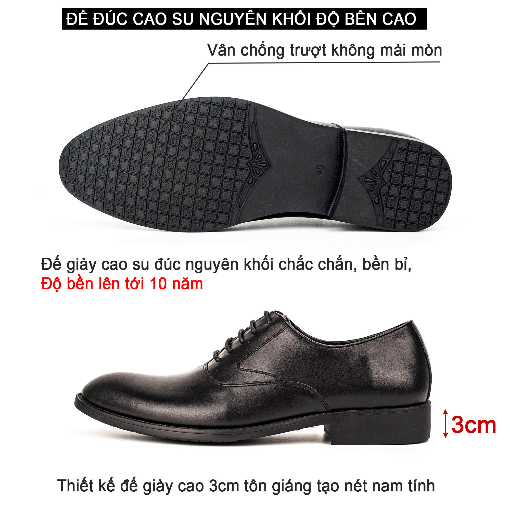 Hình ảnh Giày da nam, giày oxford công sở Bụi Leather G104 - Da bò Nappa cao cấp - Bảo hành 12 tháng