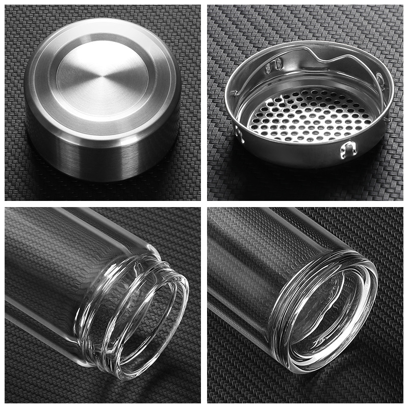 Bình Pha Trà Thủy Tinh 2 Lớp Có Lõi Lọc Inox Tiện Lợi Phong Cách Hiện Đại Quà Tặng Sang Trọng