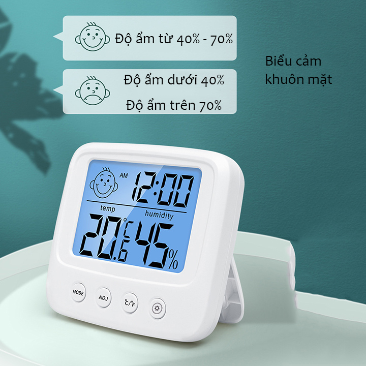Nhiệt ẩm kế Bamboo Life Nhiệt kế điện tử đo nhiệt độ phòng Ẩm kế điện tử đo độ ẩm phòng ngủ thông minh có đèn nhỏ gọn chính xác hàng chính hãng