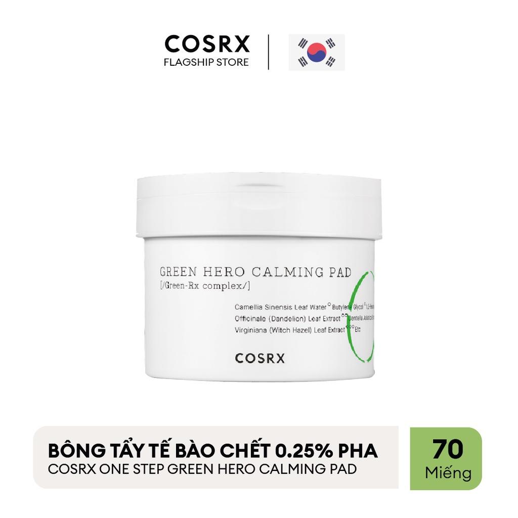 Bông Tẩy Tế Bào Chết Hoá Học Dưỡng Ẩm Và Dịu Da COSRX One Step Green Hero Calming Pad 70 Miếng