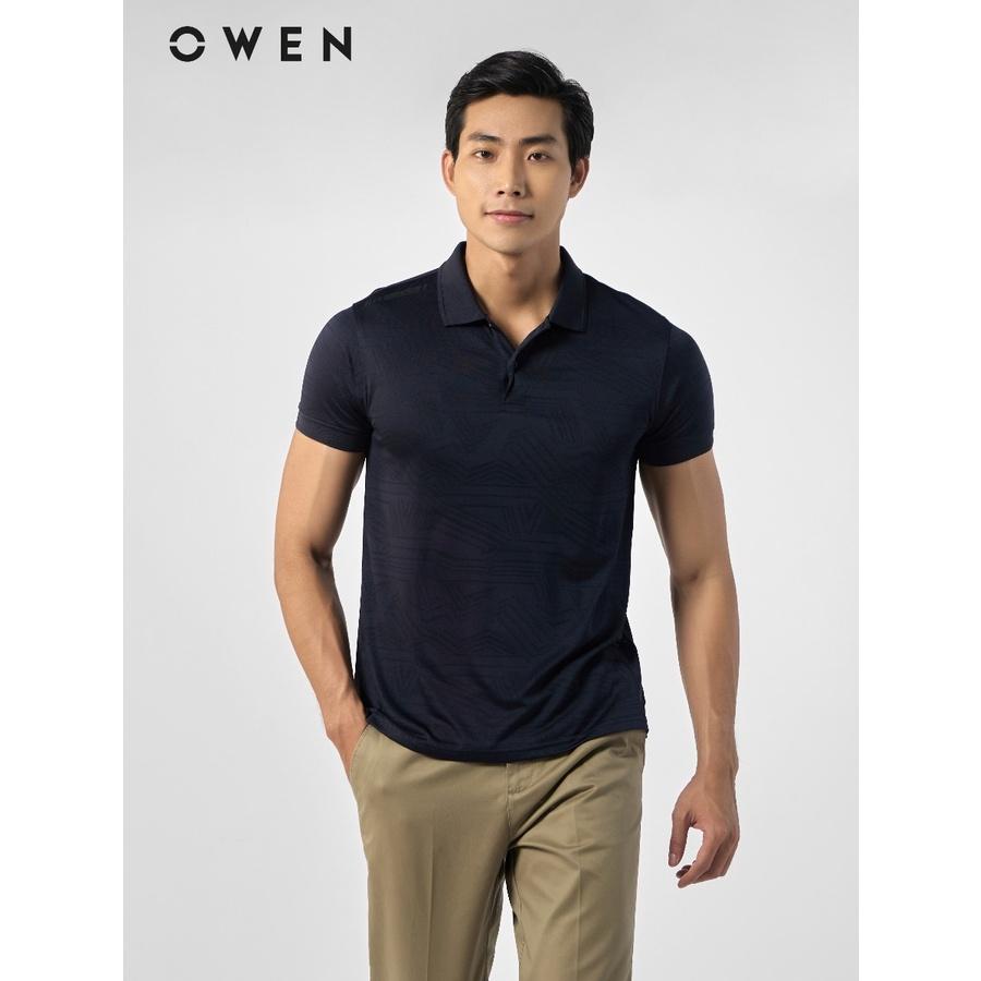 OWEN - Áo Polo nam Owen màu XANH ĐEN chất thun lạnh 231210 - Áo thun nam ngắn tay có cổ