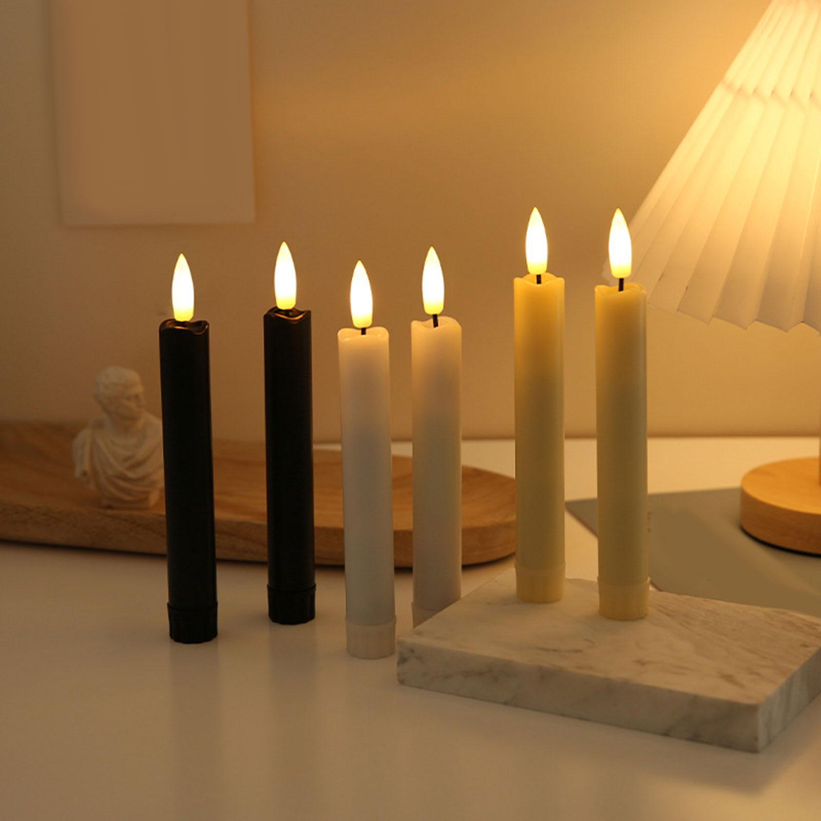 6 Pieces LED Pillar Candles Flameless Taper Candles 3D Wick Window Candles Light Candles with Remote for Wedding Valentine's Day Table Decor