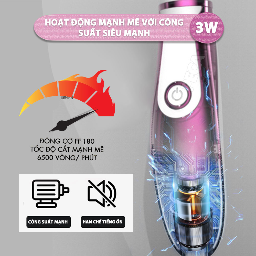 Máy tẩy lông đa năng 4in1 Kemei KM-6714 gồm 4 đầu thay thế chuyên dụng cạo lông toàn thân, tỉa lông mũi - Chính hãng