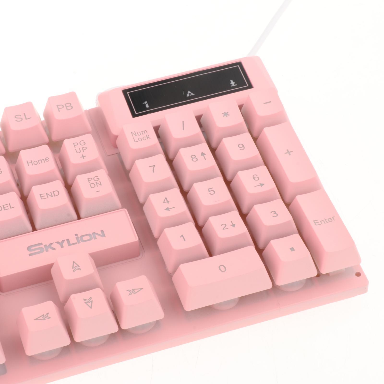 Gaming Keyboard Combo Mouse for Computer Gamer Pink