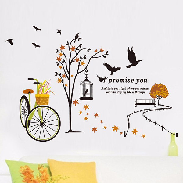 Decal Dán Tường Họa Tiết Con Đường Mùa Thu PK191