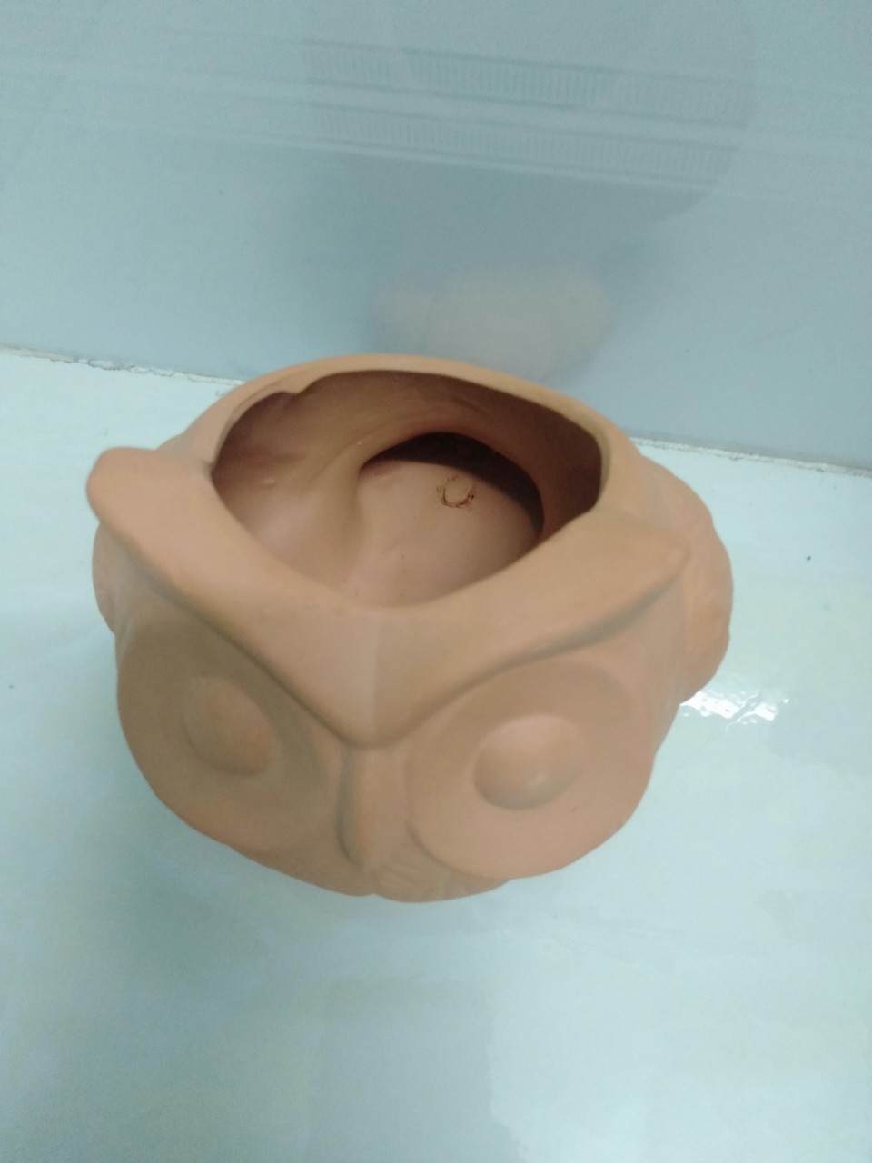 Chậu đất nung hình cú cỡ trung, kích thước Dài 17x Rộng 13 x Cao 9cm, Rộng Miệng Chậu 7cm