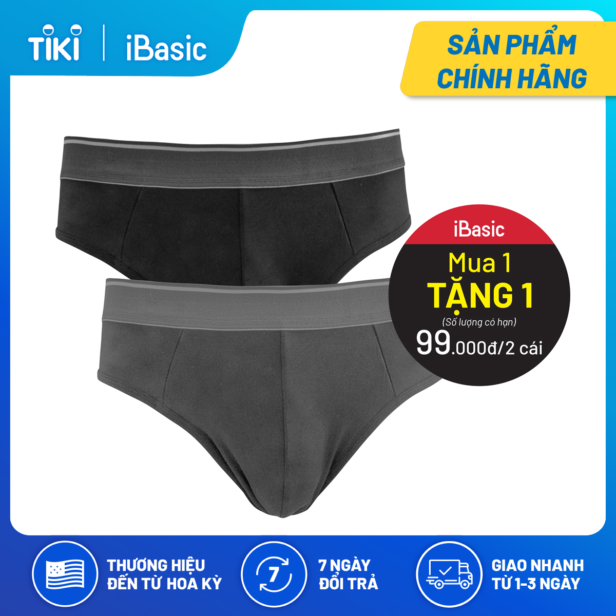 [MUA 1 TẶNG 1] Pack 2 Quần lót nam brief iBasic PA2PANM111