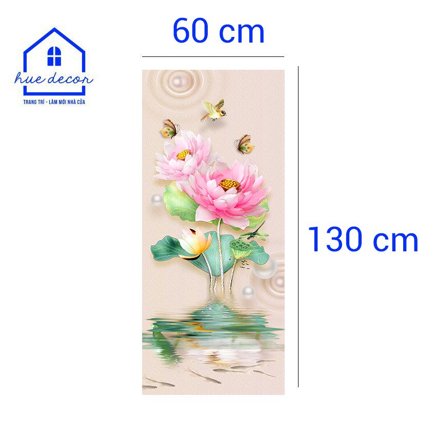 Tranh Dán Trang Trí Tủ Lạnh - Hoa Sen Hồng Hue Decor Chất Lượng Chống Nước Siêu Bền , Giá Tốt, Đổi Trả Miễn Phí