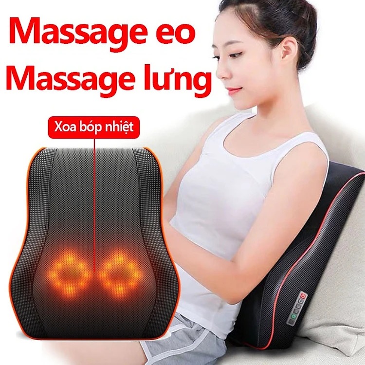 Gối Massage Cổ Vai Gáy, Máy Massage Hồng Ngoại Giảm Nhức Mỏi Toàn Thân 20 Bi Cao Cấp