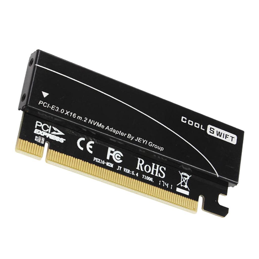 2xNVMe M.2 NGFF SSD to PCIE 3.0 X16 Adapter Expansion Card&Heatsink Case Black