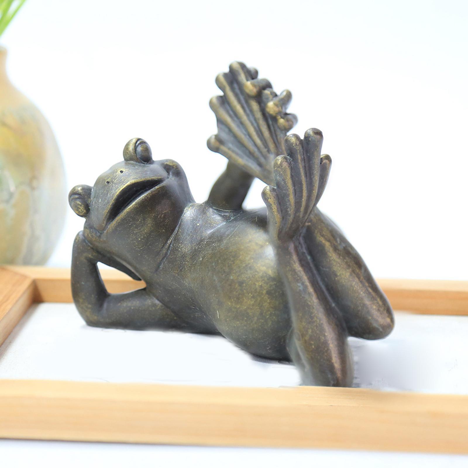 Antique Bronze Lying Yoga Frog Statue Zen for Garden Courtyard Decoration