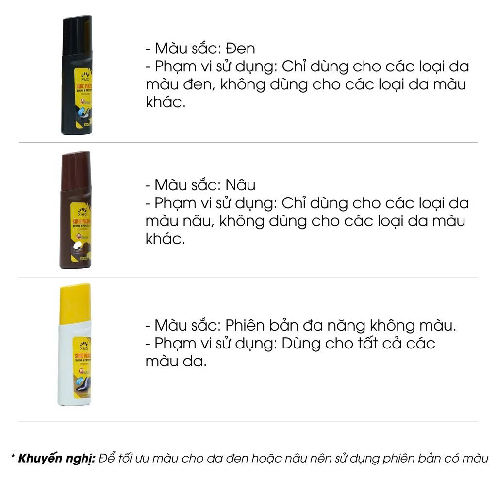 Xi nước đánh bóng màu đen 50ml Làm Sáng Bóng cho giày túi ví da trơn