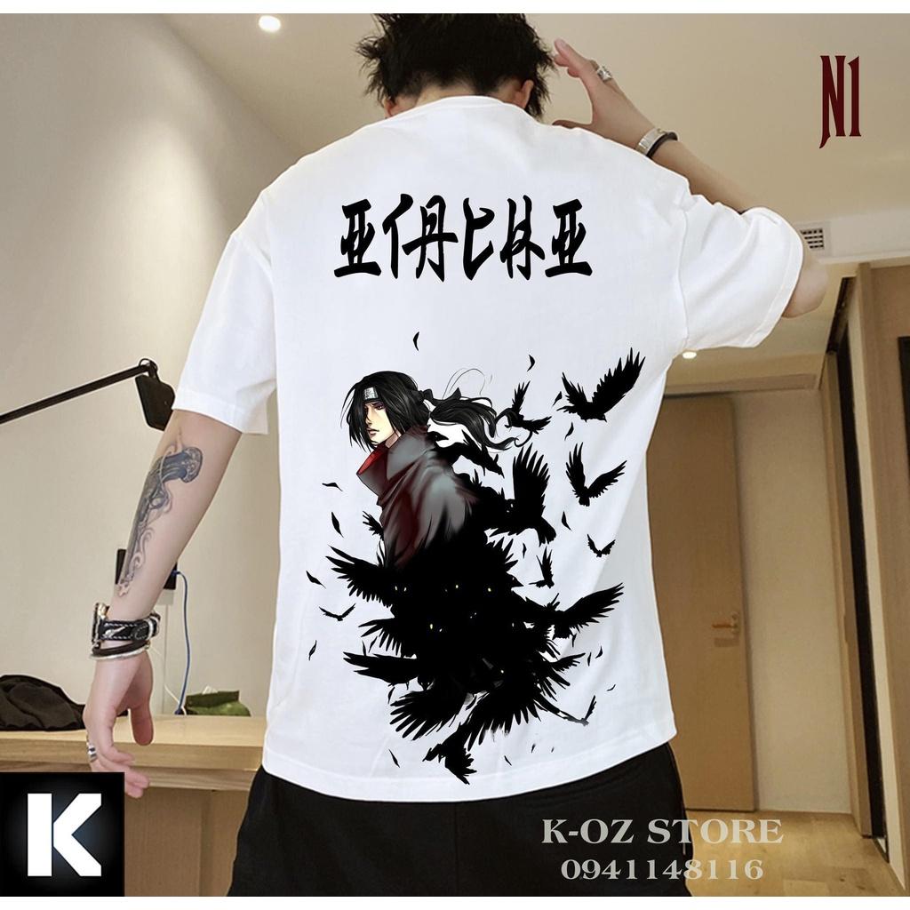ÁO THUN UNISEX NAM NỮ naruto quạ chữ tàu