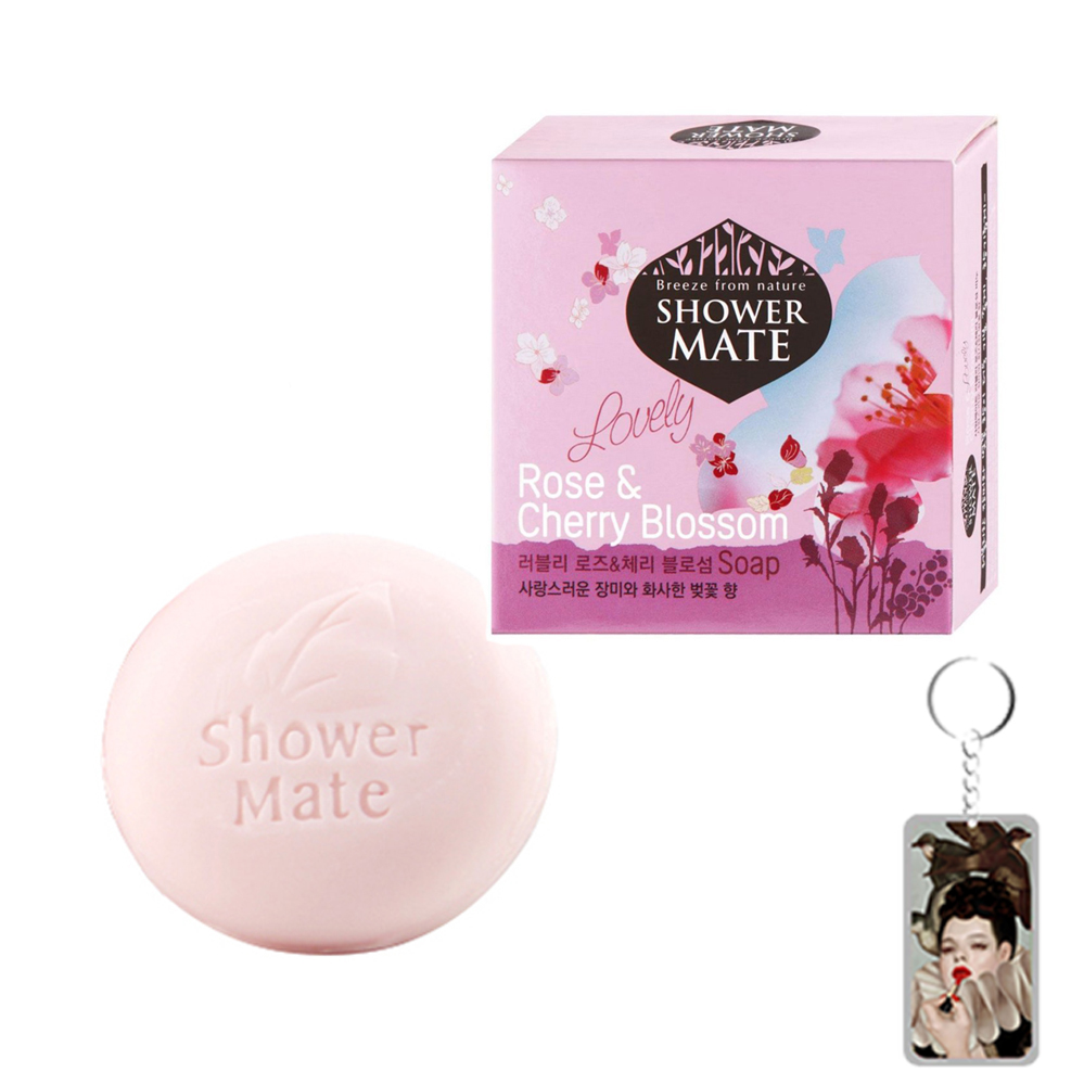 Xà bông tắm Showermate Rose &amp; Cherry lưu hương Hàn Quốc 100g tặng thêm móc khóa