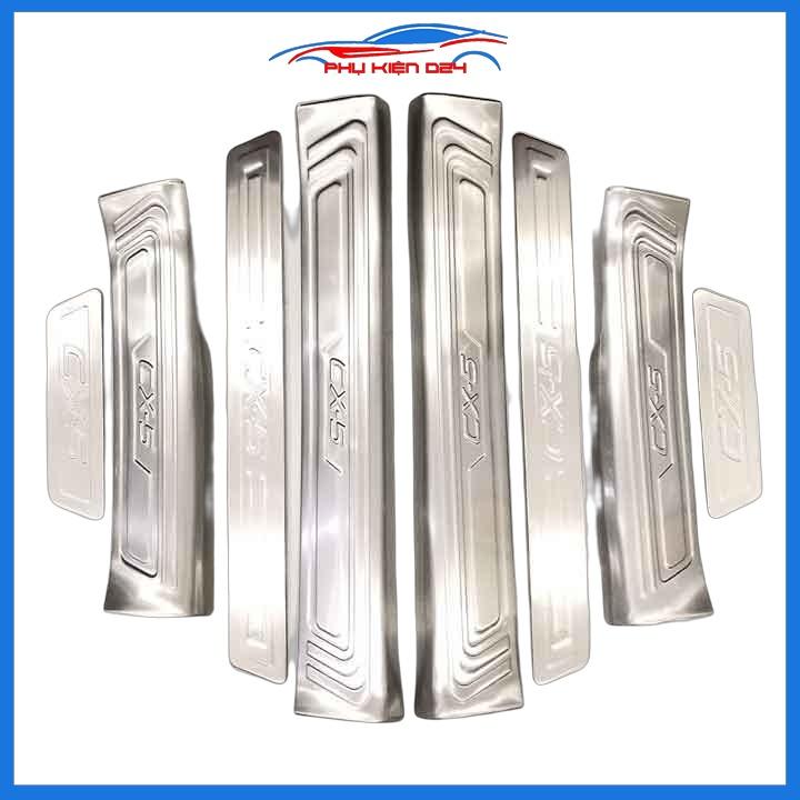 Bộ ốp bậc cửa trong ngoài nẹp bước chân CX-5 2018-2019-2020-2021-2022 Inox chống trầy trang trí xe