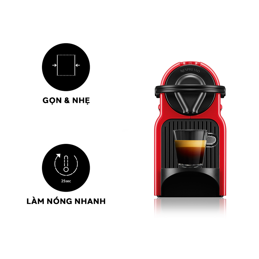 Máy pha cà phê Nespresso Inissia Đỏ - Hàng chính hãng 