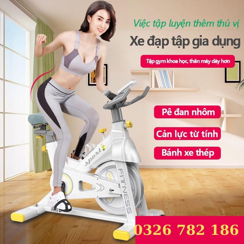 Xe đạp tập gym thể dục tại nhà SPORT FITNESS kiểu dáng đẹp TẶNG đồng hồ cảm biến nhịp tim + Dây sac điện thoại siêu dài